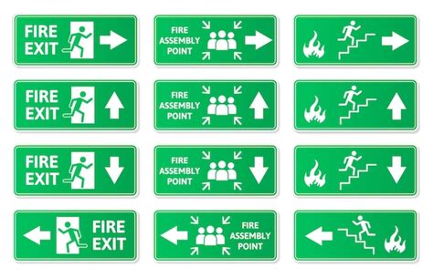 Premium Vector Emergency Exit Green Signs Fire Exit Fire Assembly