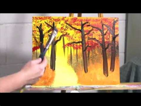 Fall Autumn Scene Simple Painting Ideas Bob Ross Style Youtube