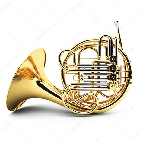 Gold French Horn Isolated — Stock Photo © Artis 5131500