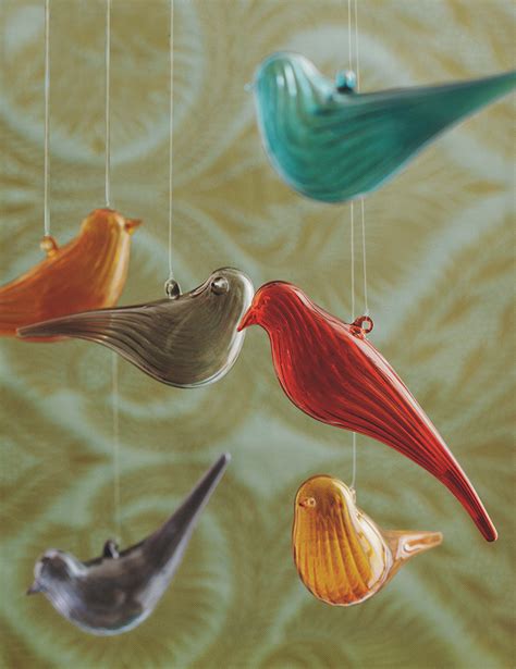 Technicolor Modern Optical Glass Birds Christmas Tree Ornaments | NOVA68.com