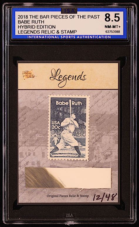 Babe Ruth The Bar Pieces Of The Past Legends Relic Stamp Hybrid