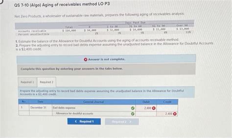 Solved QS 7 8 Algo Percent Of Accounts Receivable Method Chegg