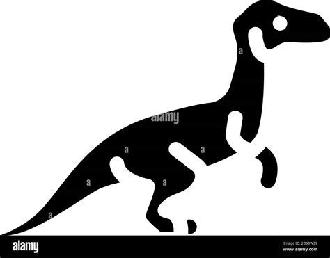 Velociraptor Dinosaur Glyph Icon Vector Illustration Sign Stock Vector