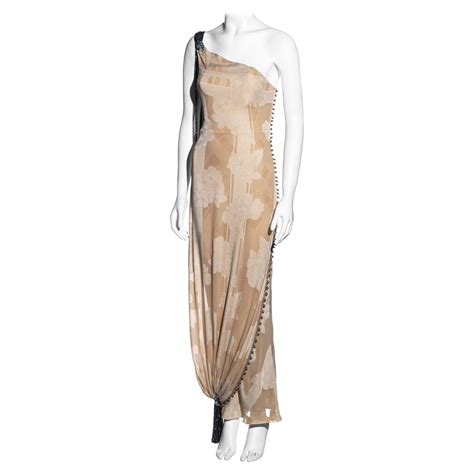 Christian Dior By John Galliano Cream Silk One Shoulder Evening Dress Ss 1998 For Sale At