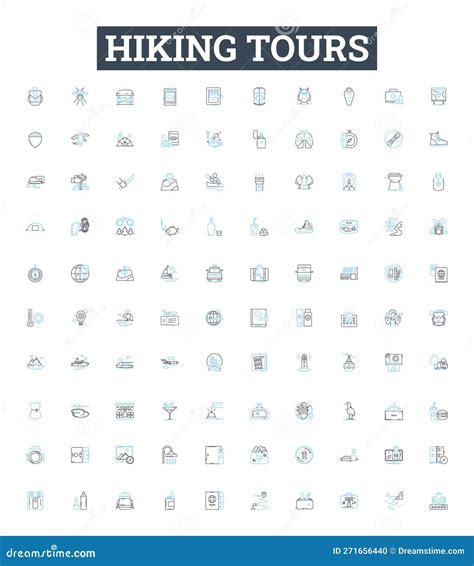 Hiking Tours Vector Line Icons Set Hiking Tours Trails Trekking Backpacking Adventures