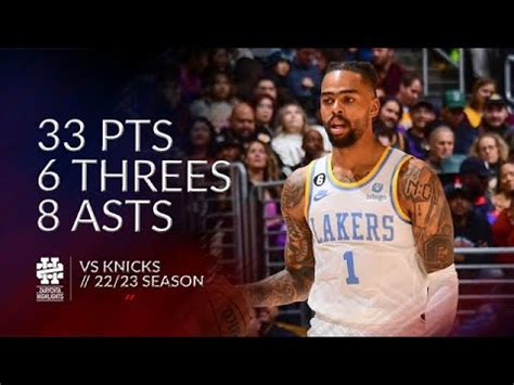 D Angelo Russell Pts Threes Asts Vs Knicks Season Youtube