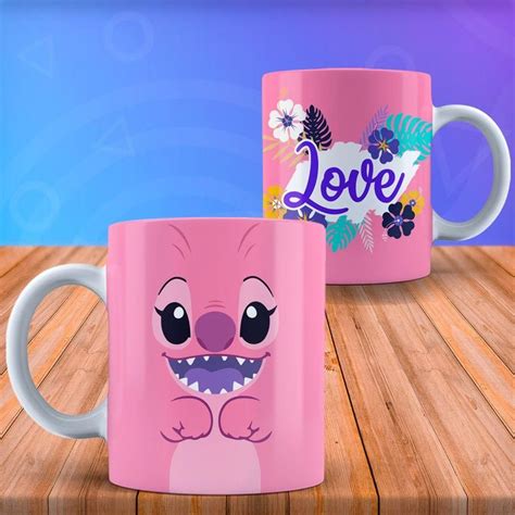 Caneca Lilo E Stitch Love Rosa Em Canecas Canecas