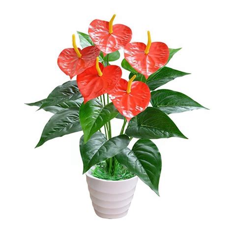 Sztuczne Anthurium Czerwone Zielone Plastikowe Ro Allegro Pl