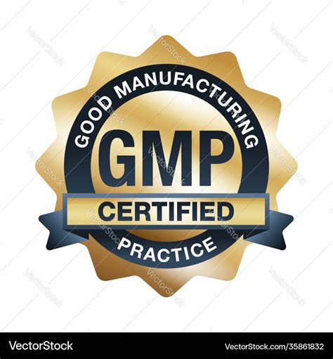 Gmp Certified Emblem Good Manufacturing Practices Vector Image