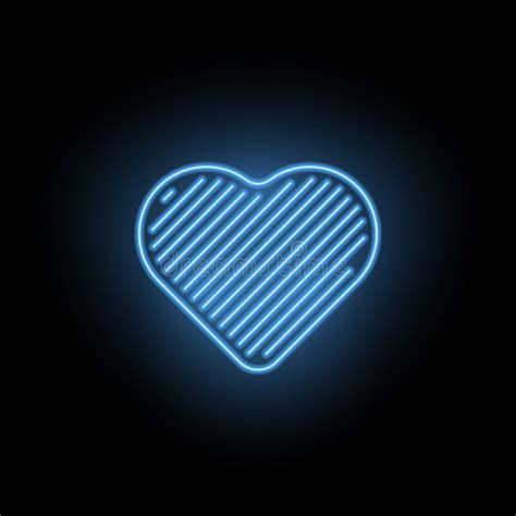 Corazón Del Neón Del Vector Silueta Del Corazón Azul Ilustración del