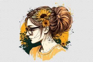 Sunflowers Mom Life Messy Bun Hair S Graphic By Denizdesign Creative