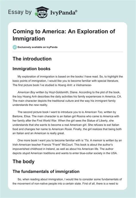 Coming To America An Exploration Of Immigration 1206 Words Term