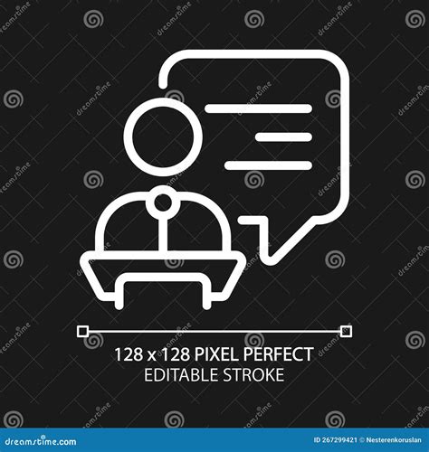 Public Performance Pixel Perfect White Linear Icon For Dark Theme Stock