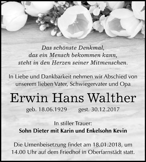 Traueranzeigen Von Erwin Hans Walther Abschied Nehmen De