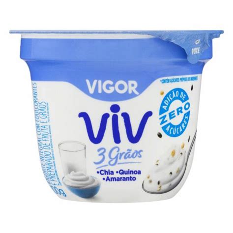 Iogurte Vigor Viv 3 GrÃos Tradicional Zero AÇucares 100g Delivery