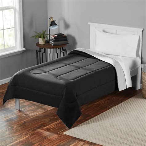 Mainstays Solid Brushed Microfiber Reversible Comforter Blacksilver