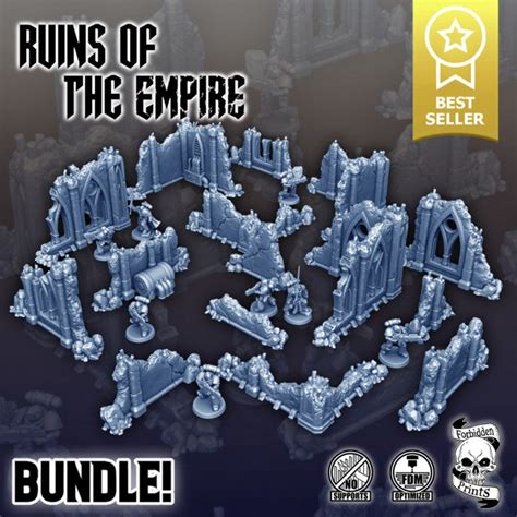 Grimdark Wargame Terrain Gothic Ruins Terrain Set For Wargaming 3d Printed Sci Fi Miniature