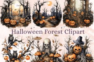 Watercolor Halloween Forest Sublimation Graphic By