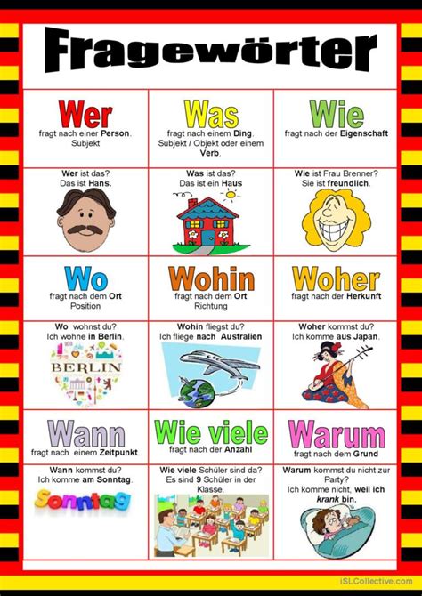 Willkommen Auf Deutsch Fragew Rter English Esl Worksheets Pdf Doc