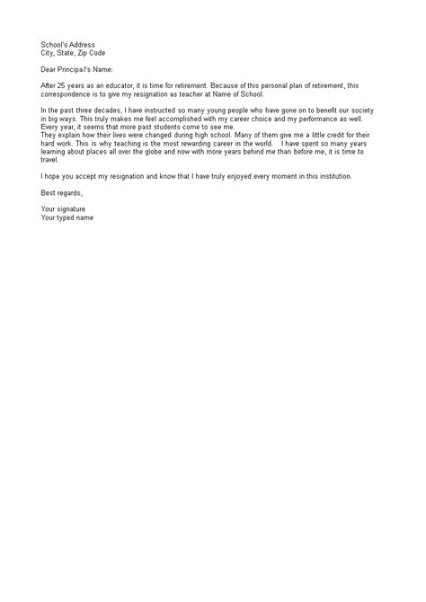 Teacher Retirement Letter Template Free