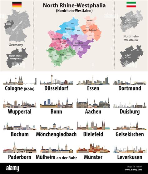 Alemania Estado Renania Del Norte Westfalia Alta Detallado Mapa De