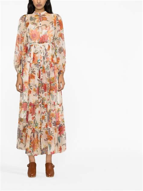 Zimmermann Ginger Floral Print Silk Midi Dress Farfetch