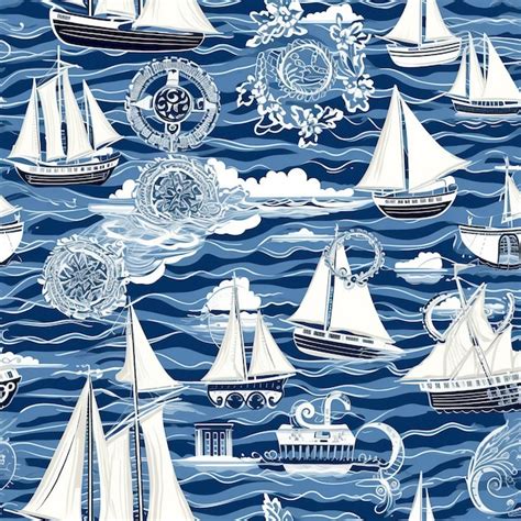 Premium Ai Image Seamless Pattern With Nautical Motifs Of Anchors