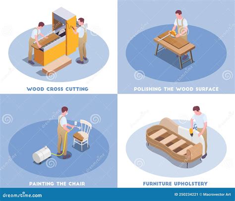 Concepto Isométrico De Producción De Muebles Ilustración del Vector