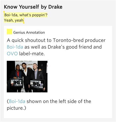 Boi-1da, what's poppin'? / Yeah, yeah – Know Yourself Lyrics Meaning