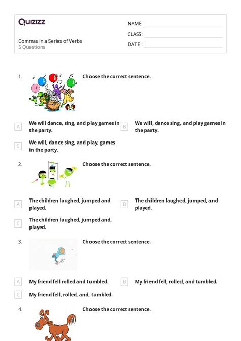 50 Commas In A Series Worksheets For 2nd Year On Quizizz Free