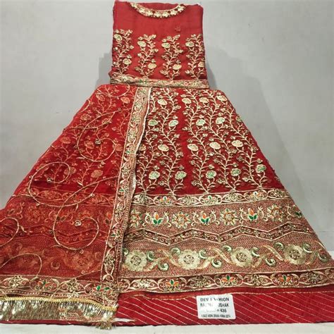 Gotta Patti Bridal Embroidered Red Rajputi Poshak Odhani Humrahii