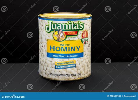 A Can Of Juanitas Hominy Mexican Style With 110 Oz Of Product Editorial