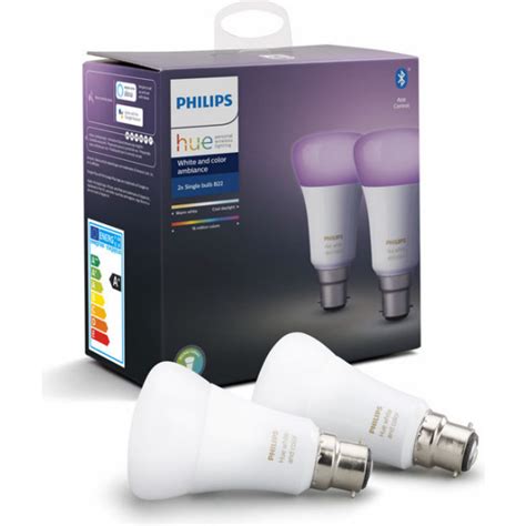 Philips Hue White And Color Ambience LED Lamps 9W B22 2 Pack Se