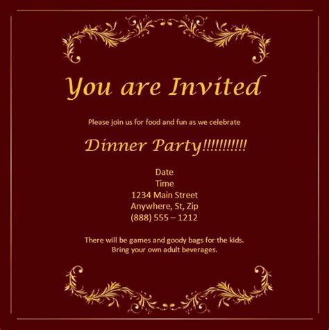 Dinner Party Invitation Template