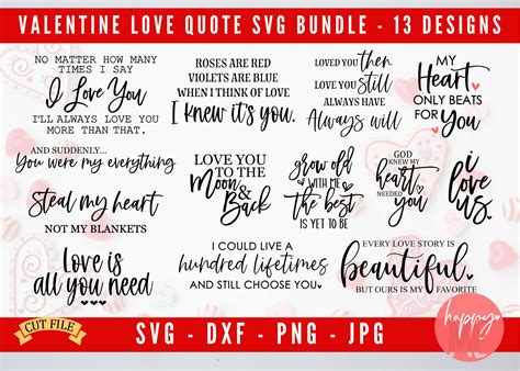 Valentine Quotes Bundle Svg Valentine Bundle Svg Love Etsy Uk