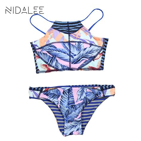 Aliexpress Buy Bikini 2018 High Neck Summer Striped Bikini Set