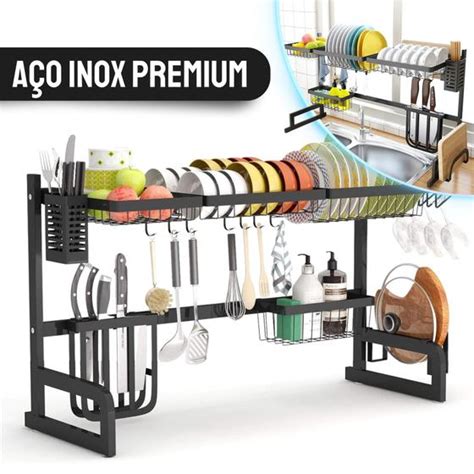 Escorredor De Lou A Rack A O Inox Ajust Vel Organizador Pratos