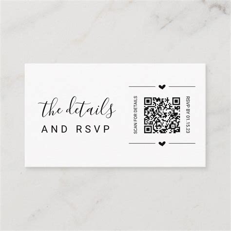 Wedding QR Code RSVP and Details Card Insert | Zazzle