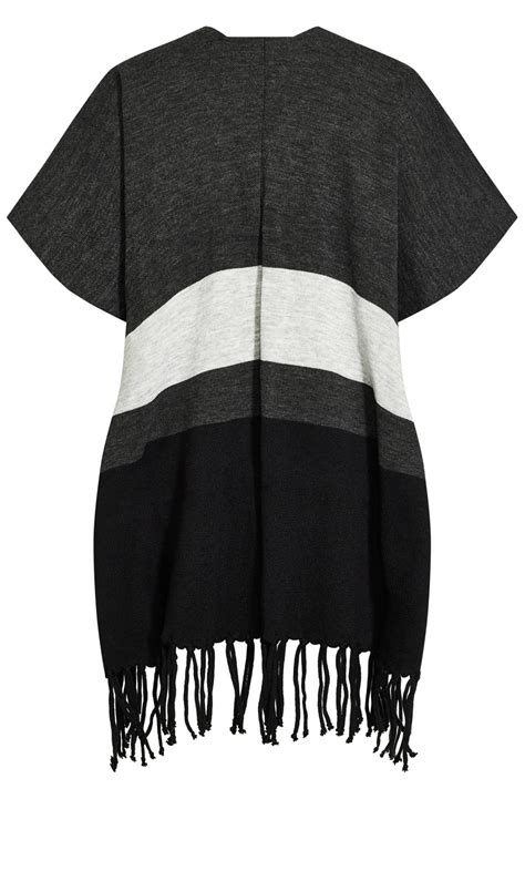 Evans Grey Colour Block Wrap Cardigan Evans