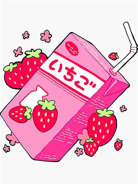 Japanese Aesthetics Kawaii Strawberry Milk Shake Sticker By