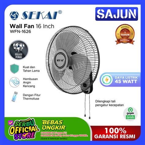 Jual SEKAI Wall Fan 16 Inch WFN1626 Kipas Dinding WFN 1626 Hitam