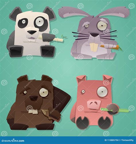 Weird Critters Cartoon Flat Vector Set Stock Vector Illustration Of