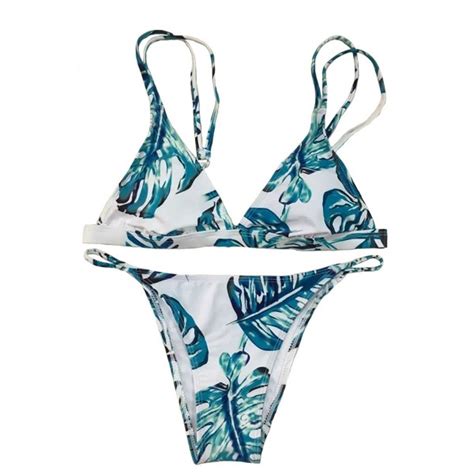 Womens Solid Color Cute Bikini Set Pink Blue White Red Sexy Bathing Suit Floral Blue C9185o2sks2