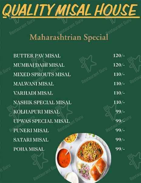 Menu At Quality Misal House Pune