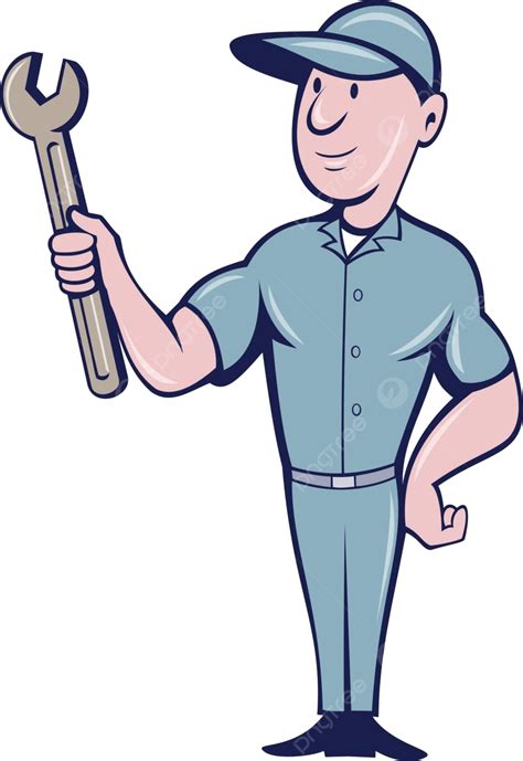 Handyman Holding Spanner Cartoon Handyman Male Cartoon Vector Handyman