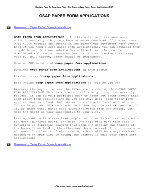 Fillable Online Osap Paper Form Applications Osap Paper Form