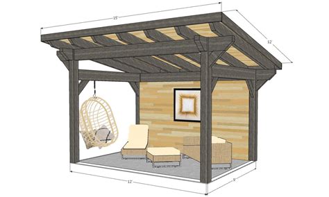 12x9 Sloped Pergola Straight Frame 66 Front Side Left