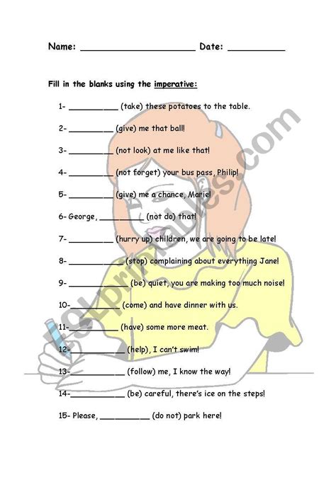 Imperative Exercises Esl Worksheet By Sanoliveira