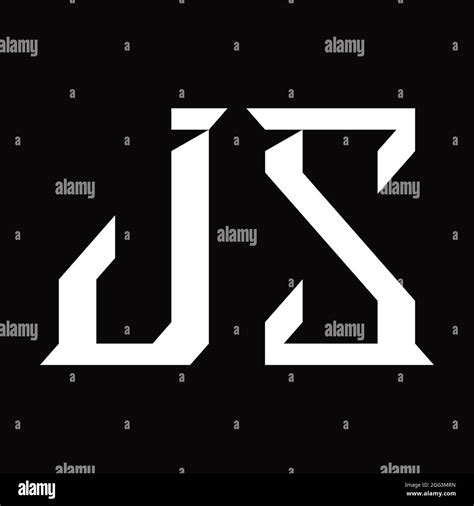 Js Monograma De Logotipo Con Plantilla De Diseño De Fondo Negro En Forma De Corte Imagen Vector