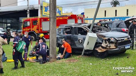 Policial fraturou braço em acidente viatura do Batalhão de Choque